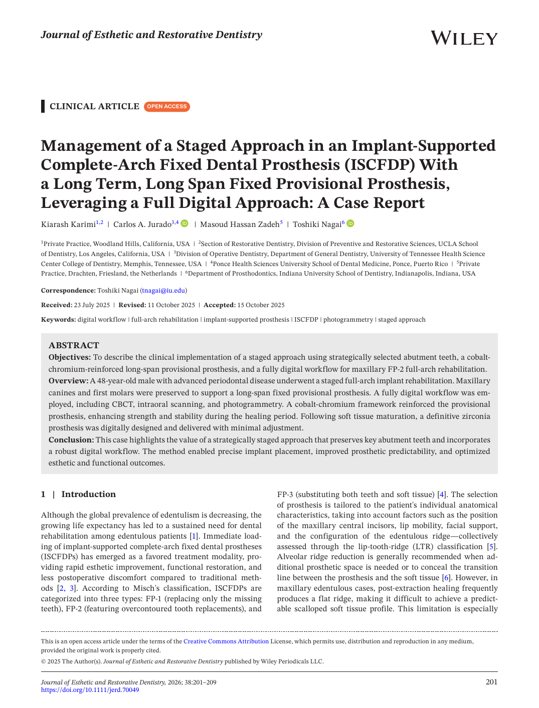 Management of a Staged Approach 논문 표제면