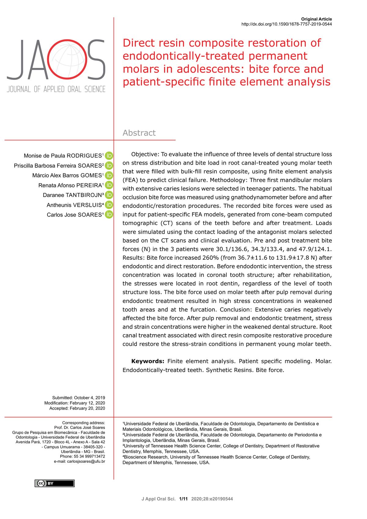 추가 논문 3 표제면 — Journal of Applied Oral Science
